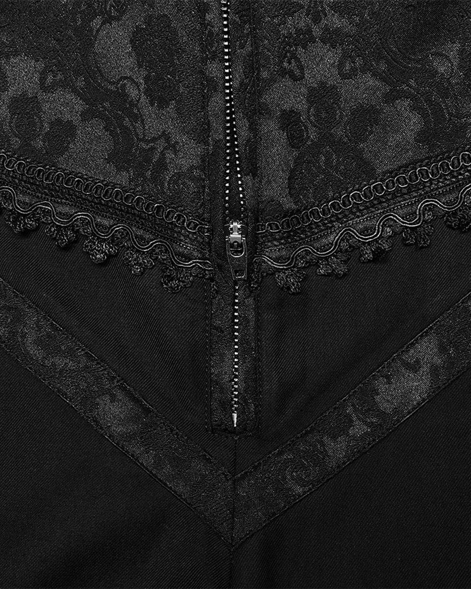 PR-K559-BKM Mens Regency Gothic Jacquard Trim Dress Pants