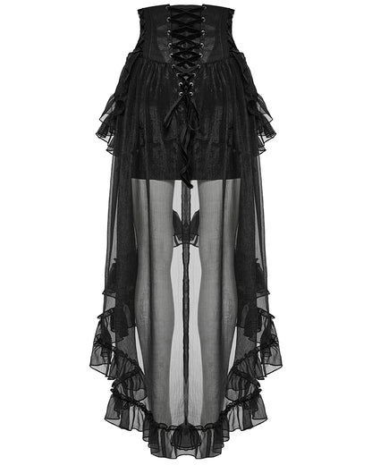 WQ-845BQF-BKF Womens Long Romantic Gothic Layered Chiffon Corset Skirt