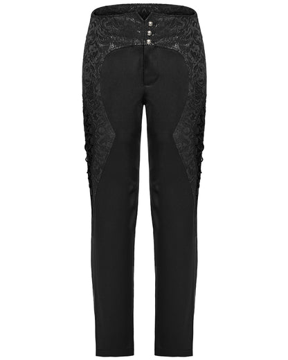 WK-642XCM-BKM Mens Gothic Aristocrat Jacquard Contrast Dress Pants