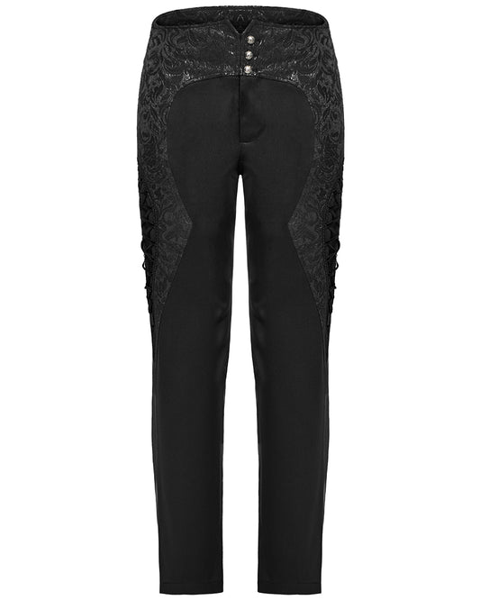 WK-642XCM-BKM Mens Gothic Aristocrat Jacquard Contrast Dress Pants