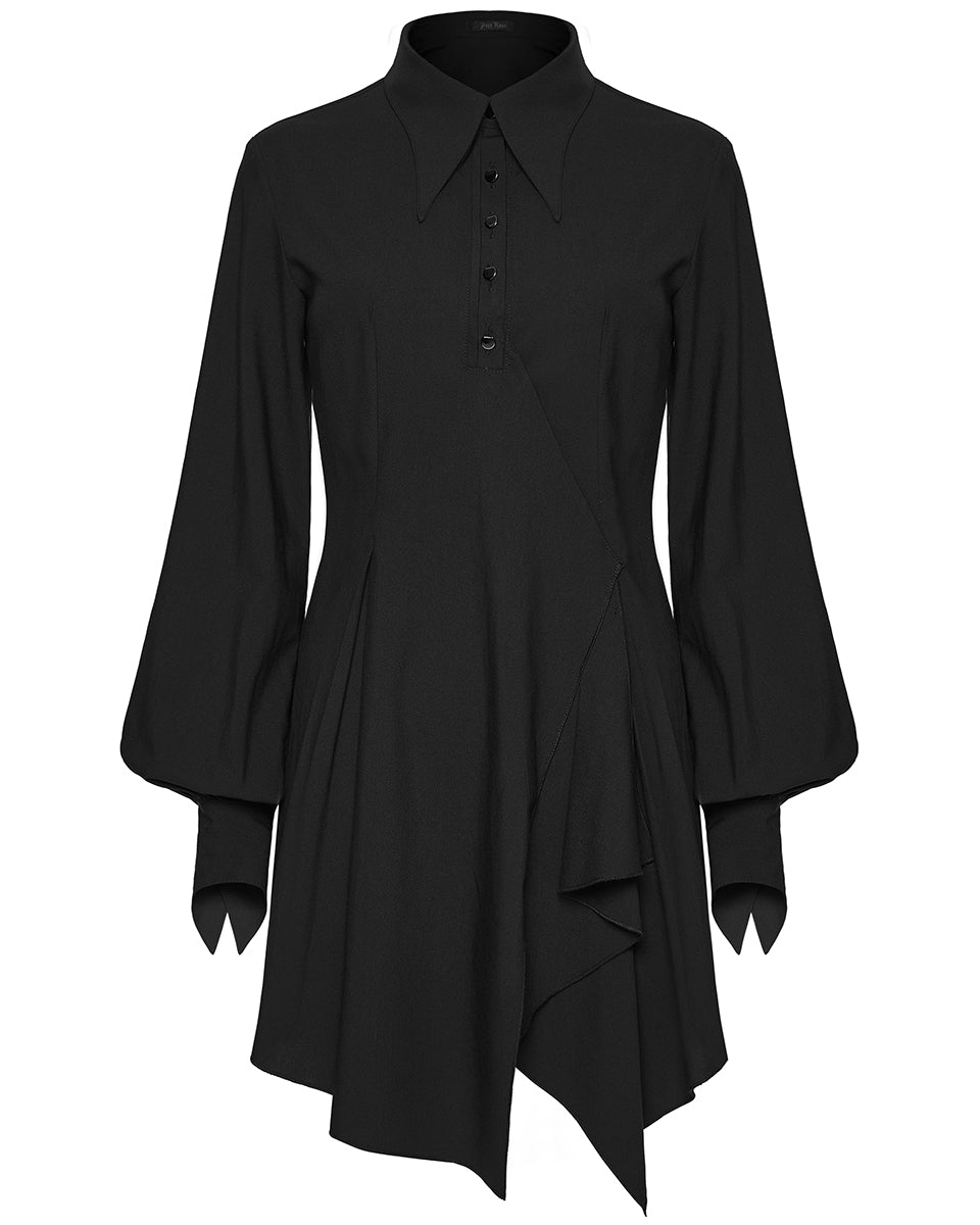 PR-OPQ-934LQF-BKF Daily Life Womens Gothic Witch Asymmetric Shirt Dress