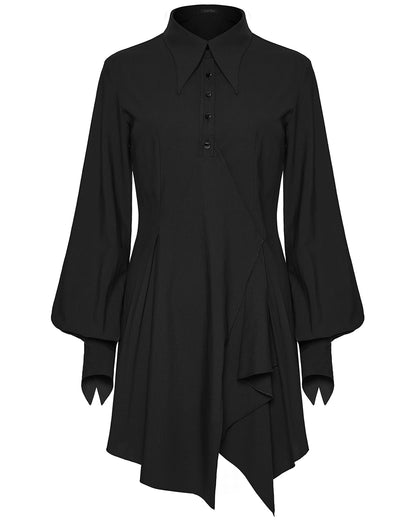 PR-OPQ-934LQF-BKF Daily Life Womens Gothic Witch Asymmetric Shirt Dress
