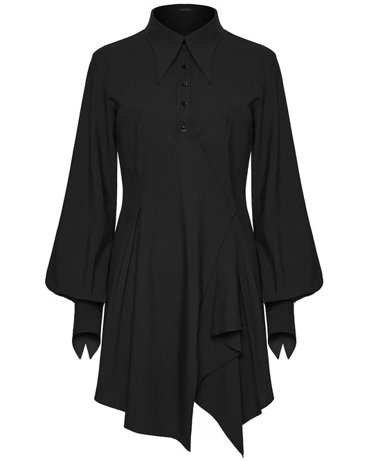 PR-OPQ-934LQF-BKF Daily Life Womens Gothic Witch Asymmetric Shirt Dress