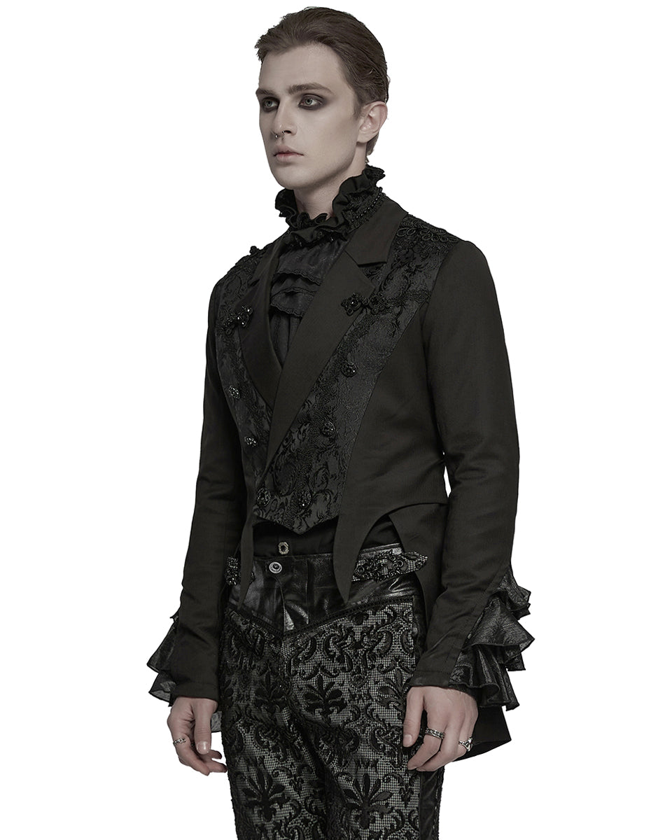 WY-1791LDM Mens Elegant Gothic Gentleman Embroidered Tailcoat Dress Jacket