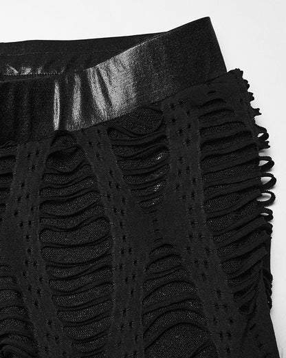 WK-743DDF Womens Apocalyptic Gothic Spliced Mesh Strapping Leggings