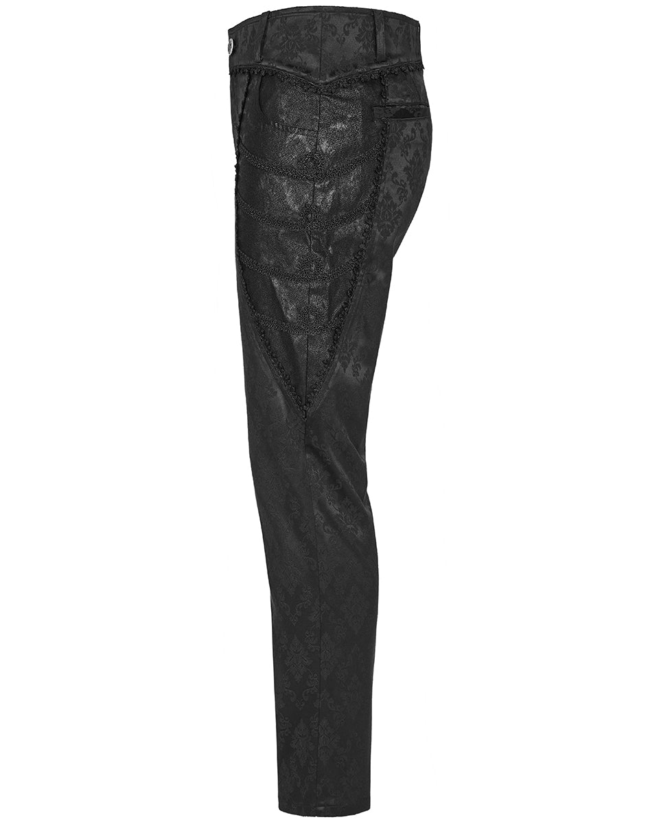 PR-K560-BKM Mens Gothic Aristocrat Jacquard Dress Pants