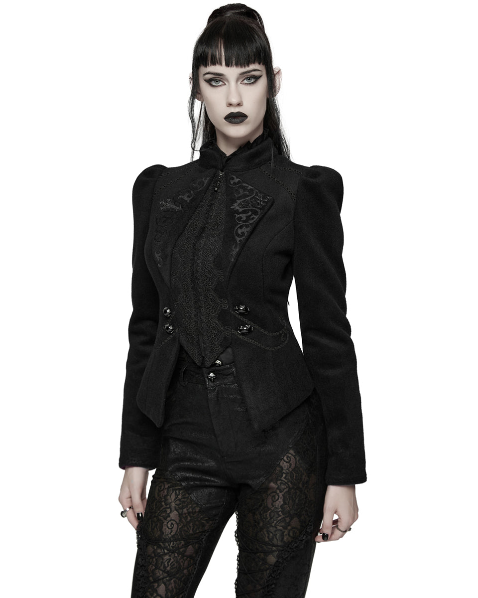 WY-1841EDF Womens Gothic Embroidered Victorian Woolen Riding Jacket