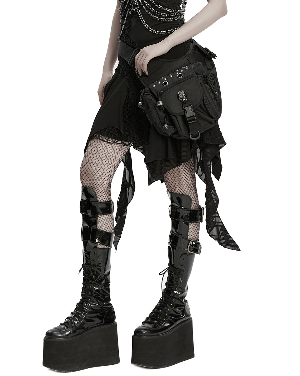 WS-869BB Unisex Apocalyptic Gothic Studded Skull Hip Bag Waist Pack Belt