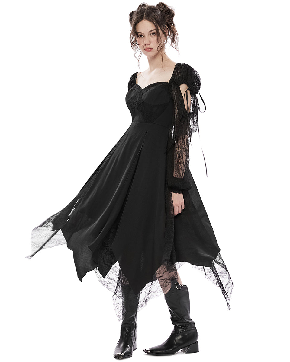 OPQ-1238 Daily Life Urban Occult Gothic Lace Contrast Maxi Dress