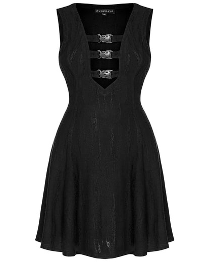 PR-Q603-BKF Womens Dark Apocalyptic Cyberpunk Mini Dress