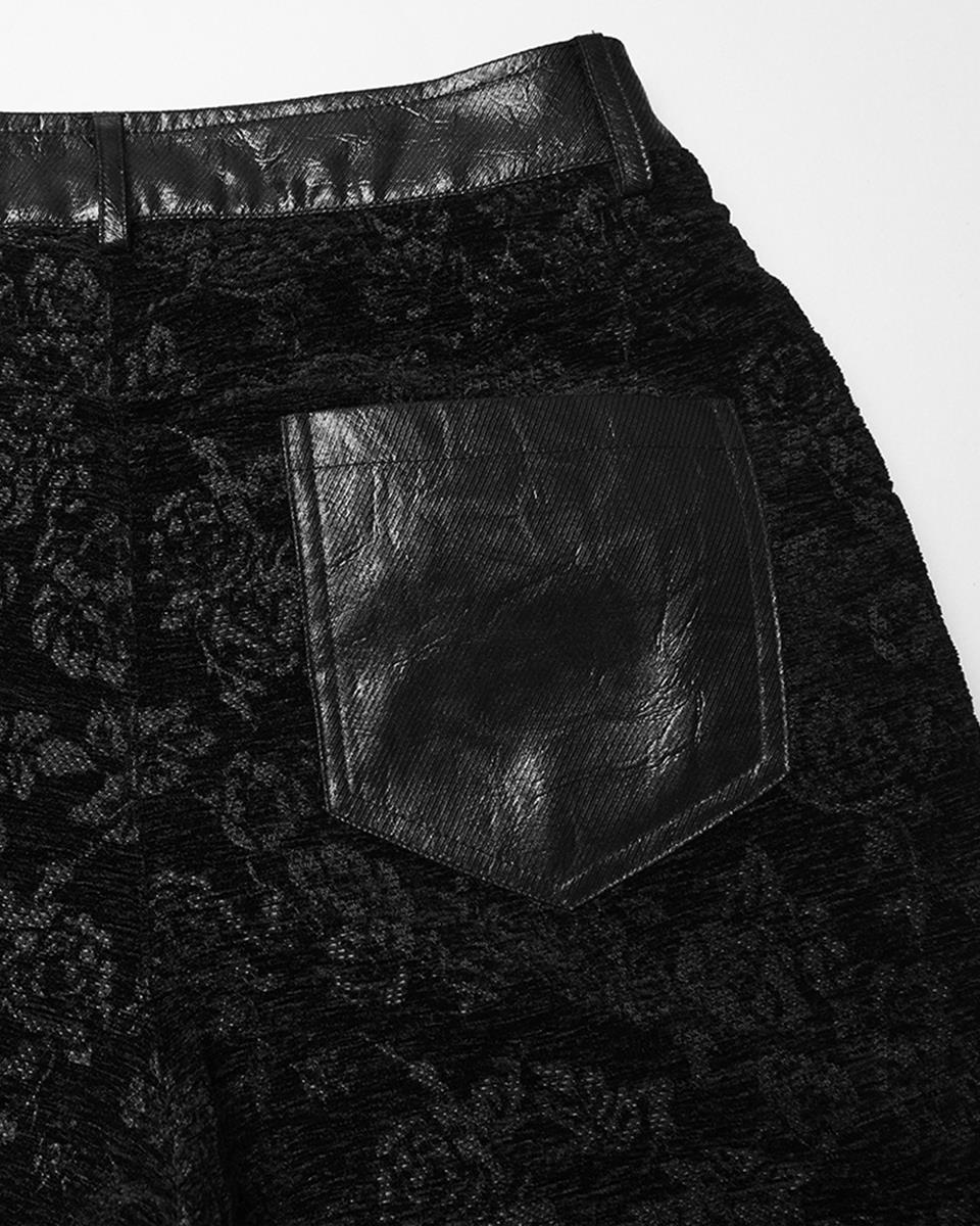 WK-729XCF-BKF Womens Baroque Gothic Rose Flared Pants