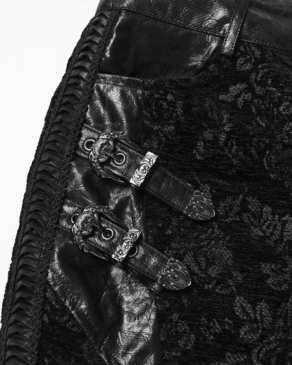 WK-729XCF-BKF Womens Baroque Gothic Rose Flared Pants