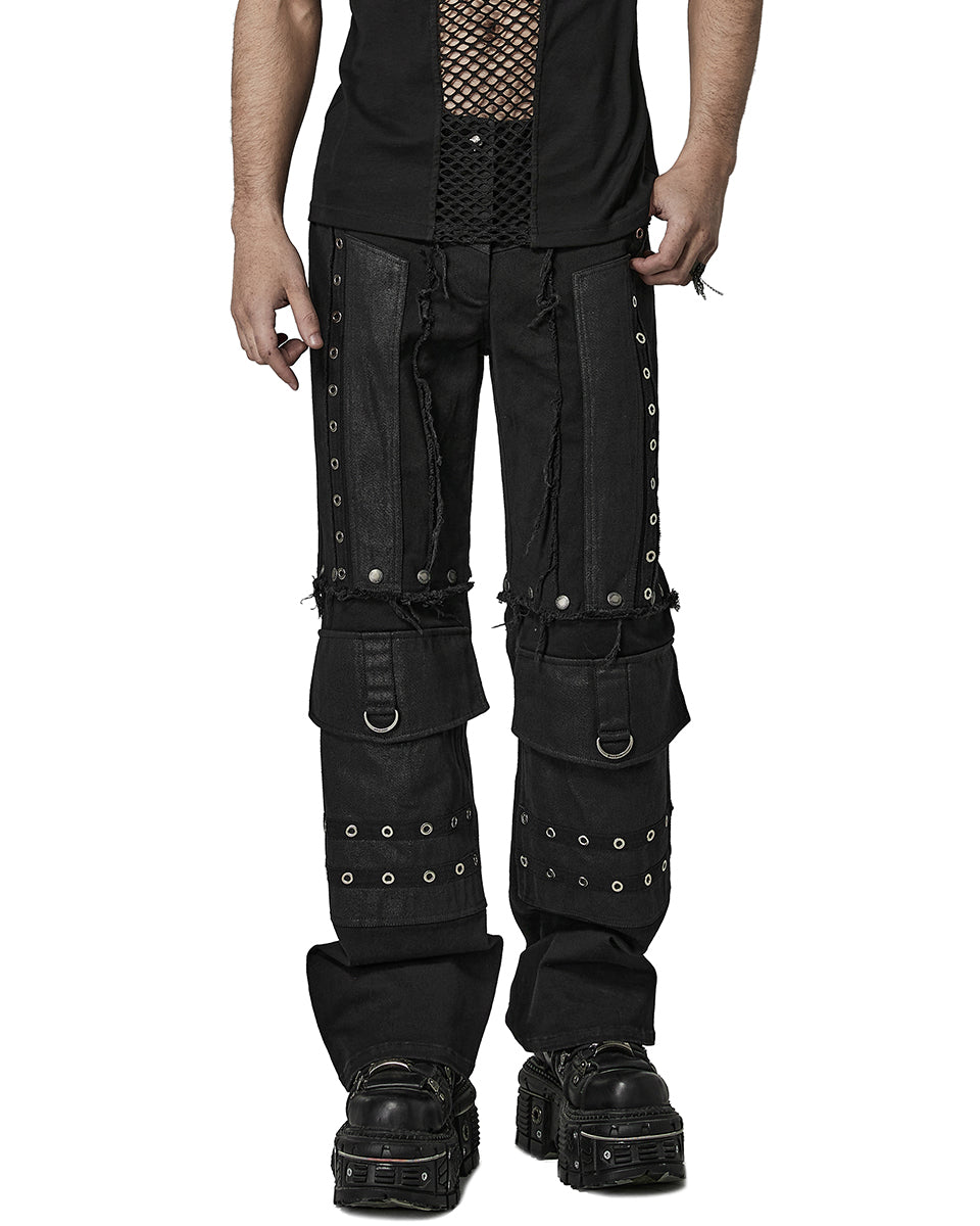 PR-K558-BKM Mens Industrial Tactical Gothic Detachable Utility Pants/Shorts