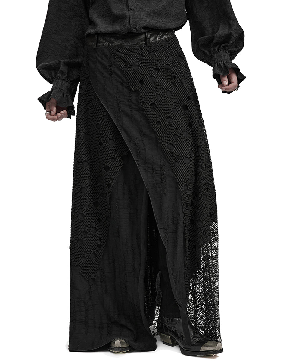 PR-WQ-652BQM-BKM Mens Long Apocalyptic Punk Skirt