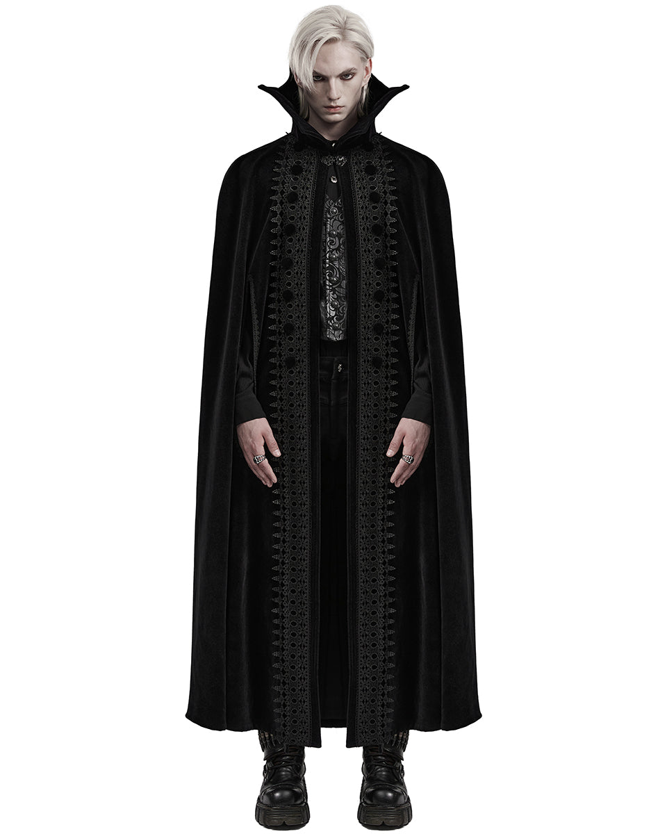 PR-WY-1555DPM-BKM Mens Long Gothic Nobleman Velvet Vampire Cloak