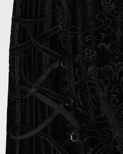 DQ-727BQF Plus Size Womens Gothic Embossed Velvet Damask Fishtail Skirt