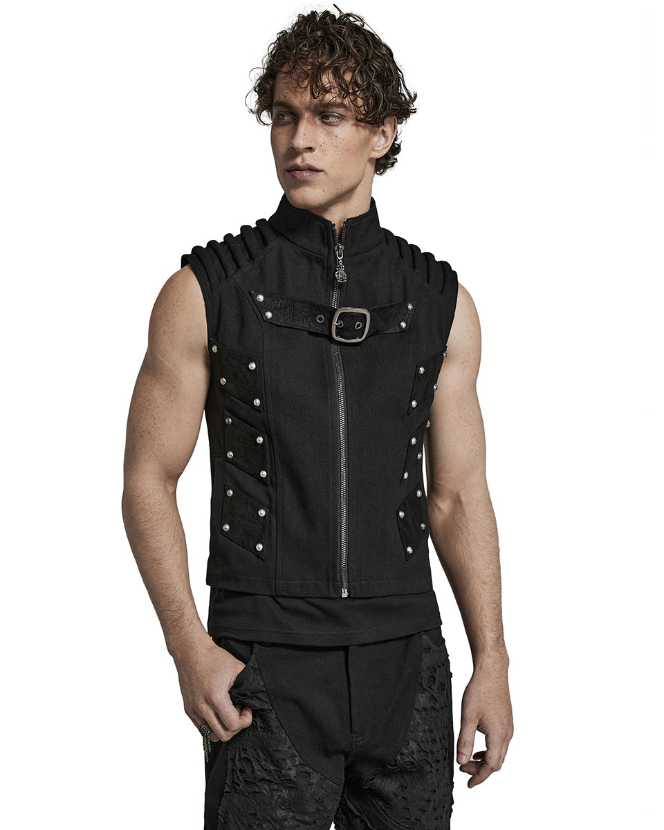 Studded leather hot sale vest mens