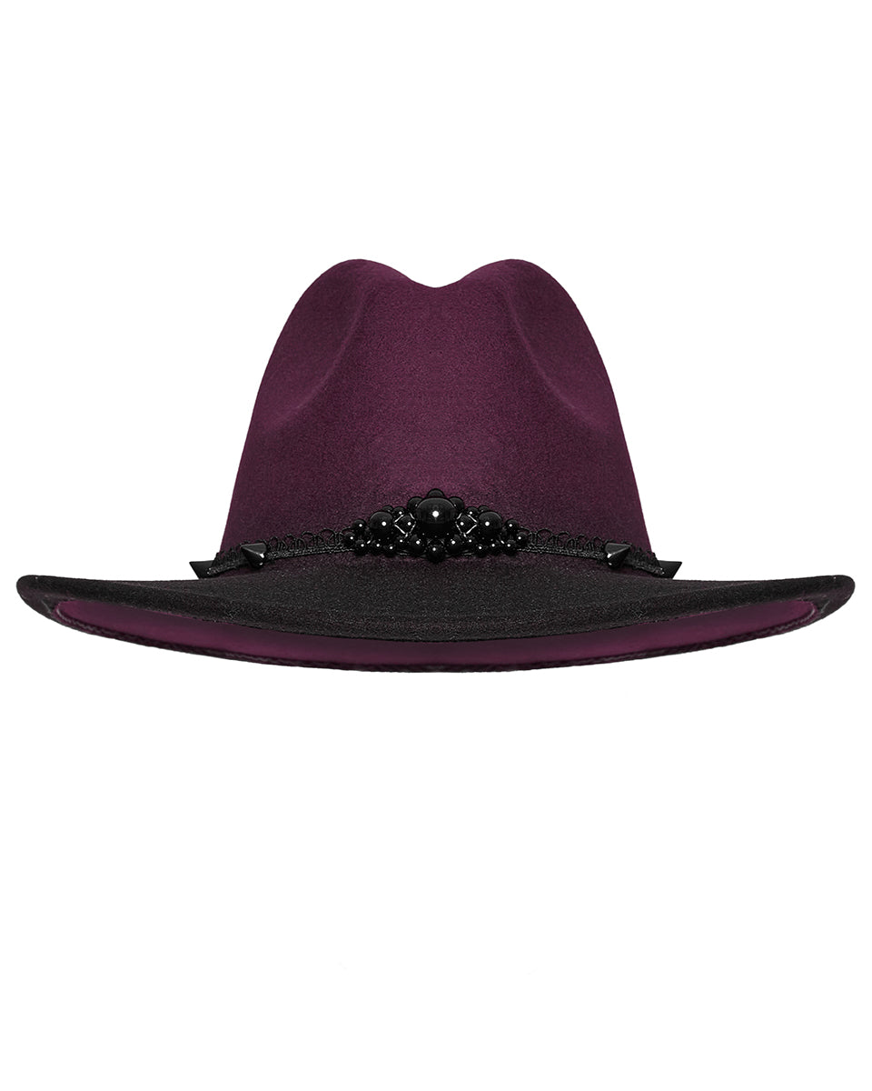 PR-DS-570MZF-BKRDF Womens Gothic Gradient Fedora Hat - Red & Black