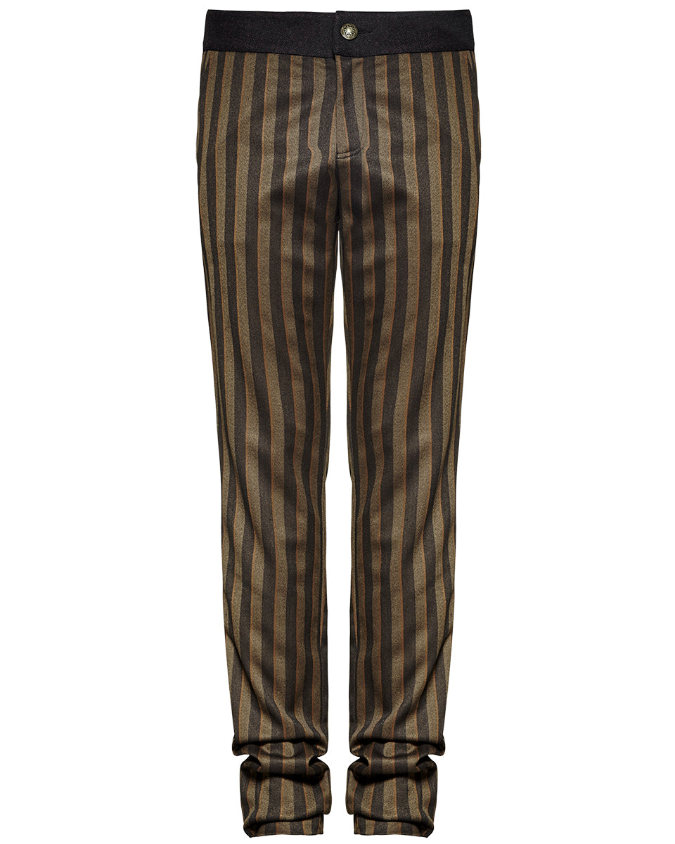 Algernon Mens Pants - Brown & Black Stripe