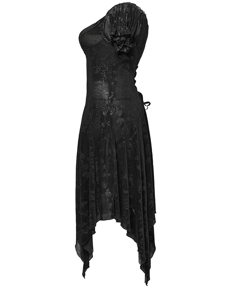 DQ-735LQF Plus Size Womens Gothic Dark Rose Dress