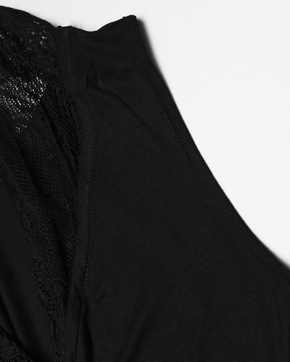 PR-WQ-940LQF-BKF Womens Long Gothic Lace Hooded Ruched Maxi Dress