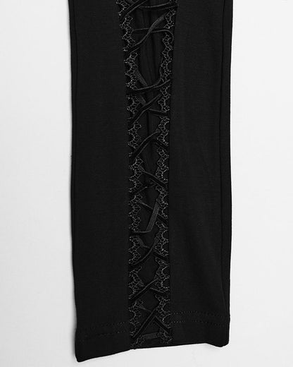 WK-653DDF Womens Gothic Embroidered Lacing Leggings