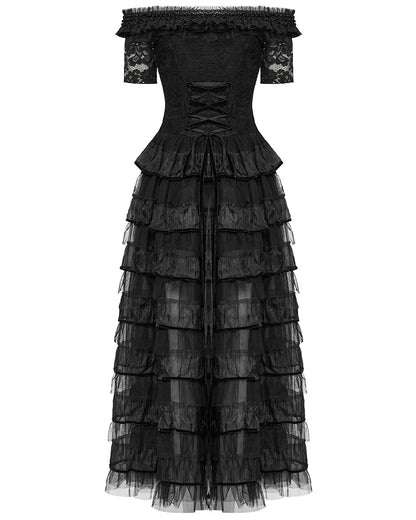 WQ-754LQF-BKF Womens Long Gothic Steampunk Cameo Prom Wedding Dress