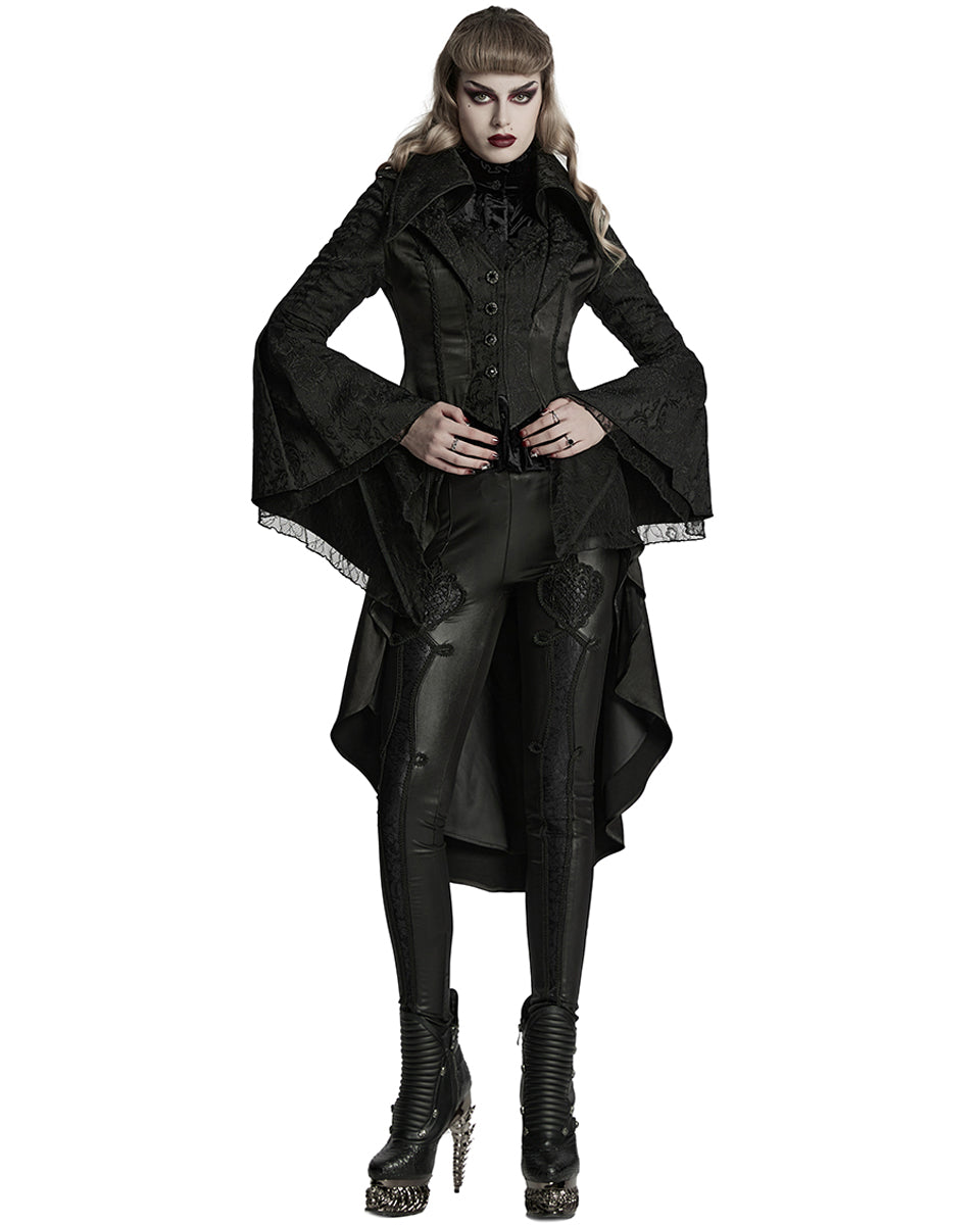 WY-1736XCF-BKF Womens Regency Gothic Jacquard Cutaway Frock Coat
