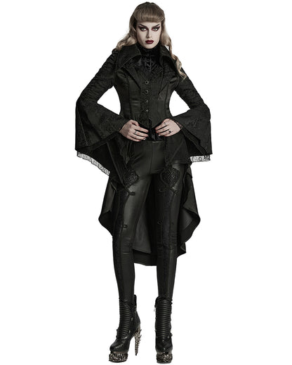 WY-1736XCF-BKF Womens Regency Gothic Jacquard Cutaway Frock Coat