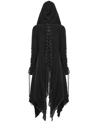 PR-DY-1498ZCF-BKF Womens Apocalyptic Gothic Hooded Cloak Waterfall Cardigan - Extended Size Range