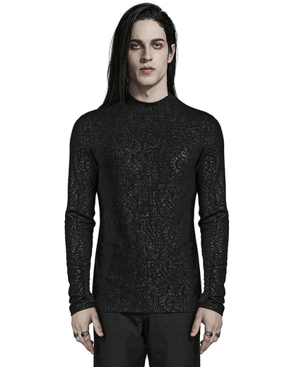 PR-WT-784TCM-BKM Mens Dark Baroque Gothic Paisley Print Top