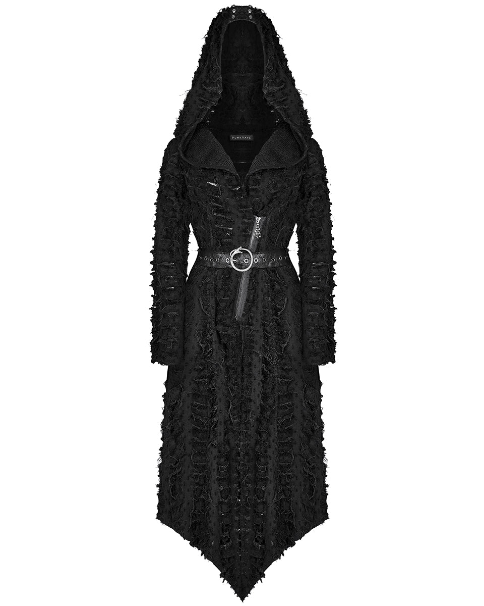 WY-1588XCF-BKF Daily Life Gothic Dystopian Decay Hooded Coat