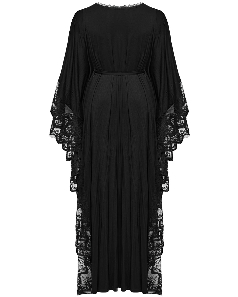 DQ-724DQF Plus Size Womens Gothic Batwing Maxi Dress - Black