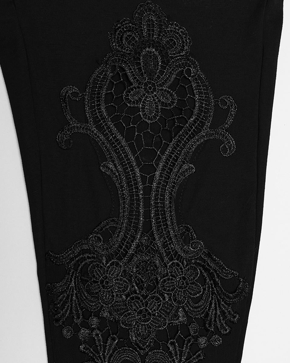 WK-653DDF Womens Gothic Embroidered Lacing Leggings