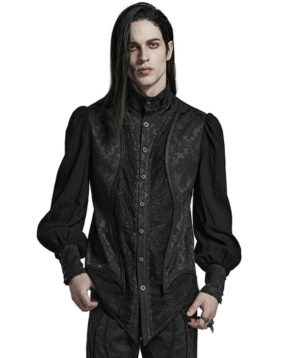 PR-Y1483-BKM Mens Sinisteria Gothic Jacquard & Spider Web Dress Shirt