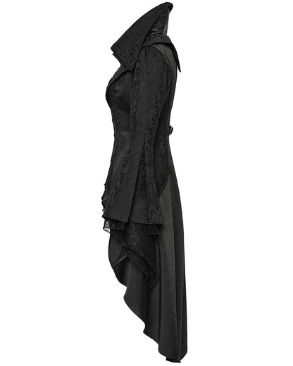 WY-1736XCF-BKF Womens Regency Gothic Jacquard Cutaway Frock Coat