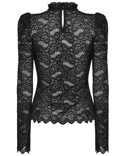 OT-963TCF Daily Life Victorian Gothic Floral Lace Fitted Blouse Top