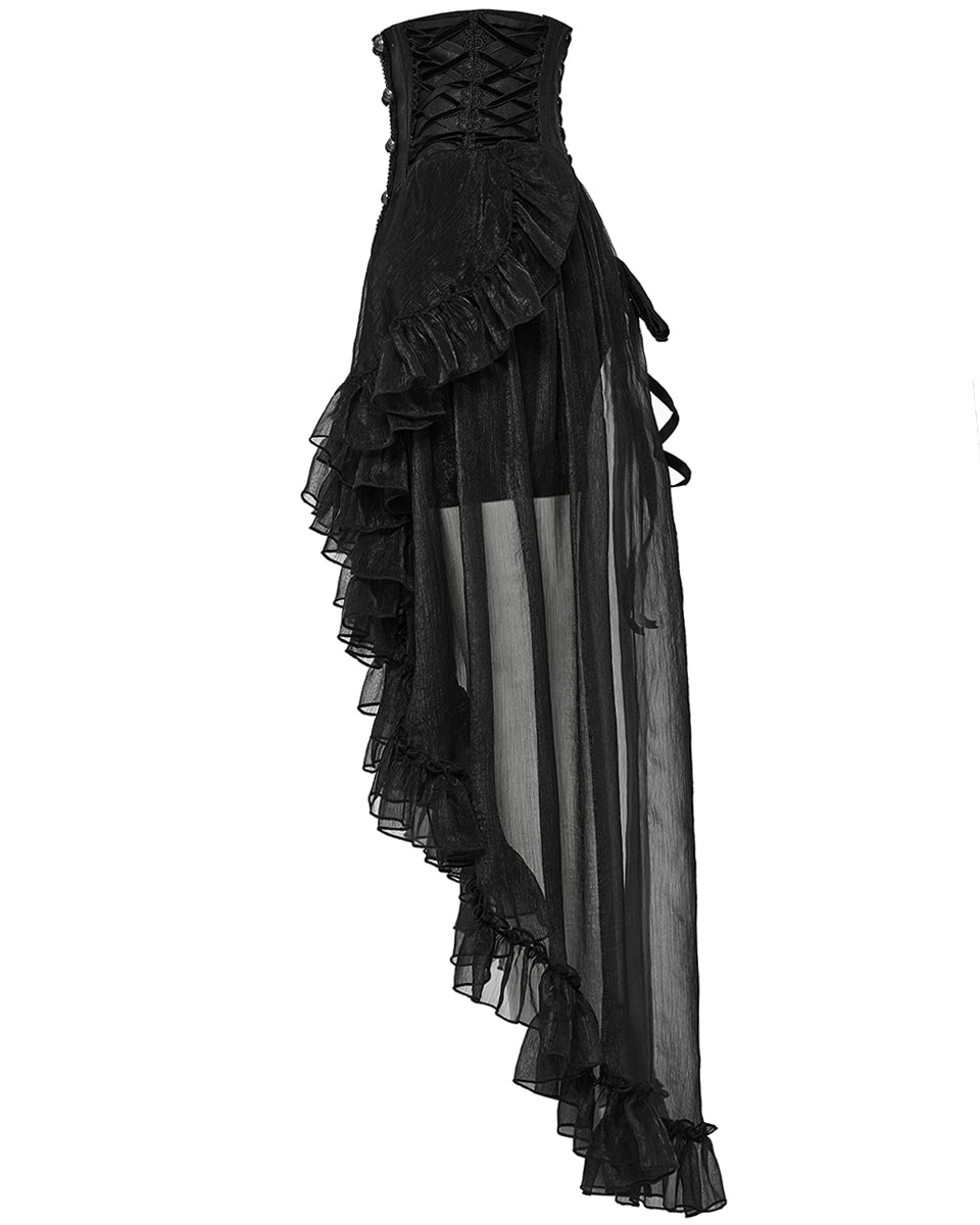 WQ-845BQF-BKF Womens Long Romantic Gothic Layered Chiffon Corset Skirt
