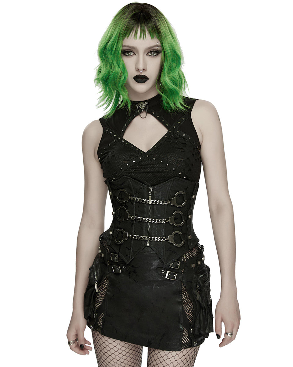 WS-880YDF Womens Apocalyptic Gothic Triple Cuff Waist Cincher Corset Belt