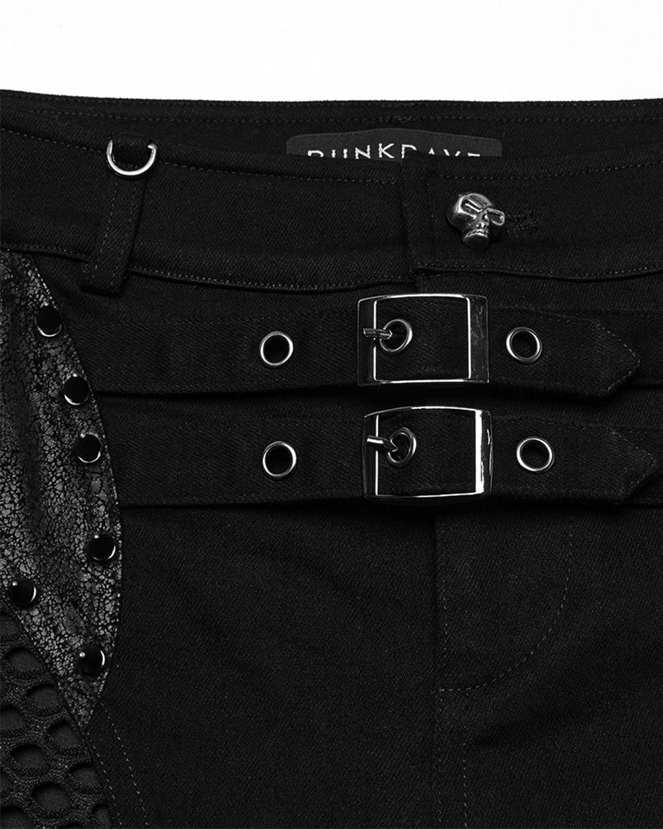 WK-710XDF-BKF Womens Apocalyptic Gothic 2-Piece Shorts & Half Skirt