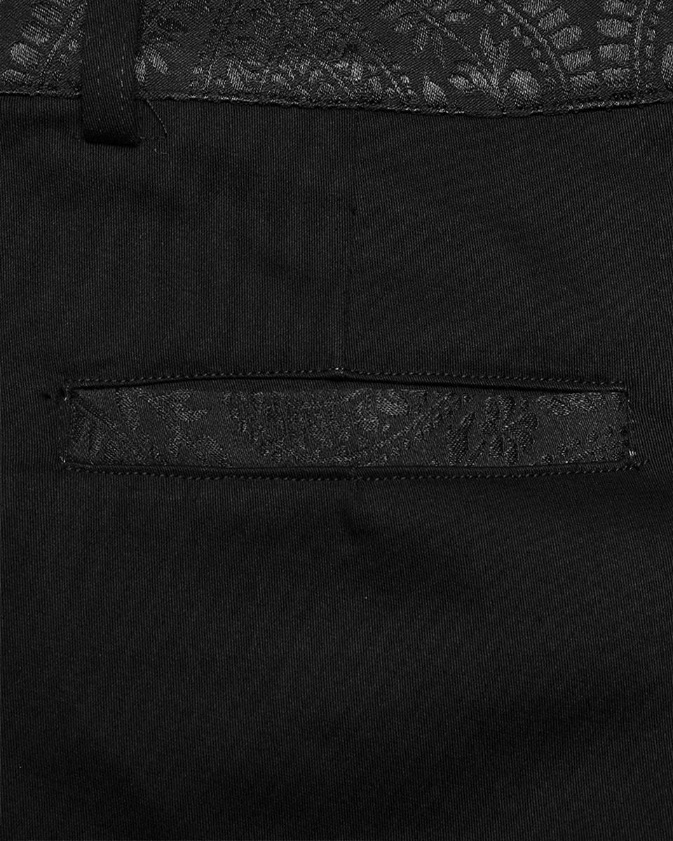 PR-WK-601XCM-BKM Mens Gothic Paisley Jacquard Trim Dress Pants