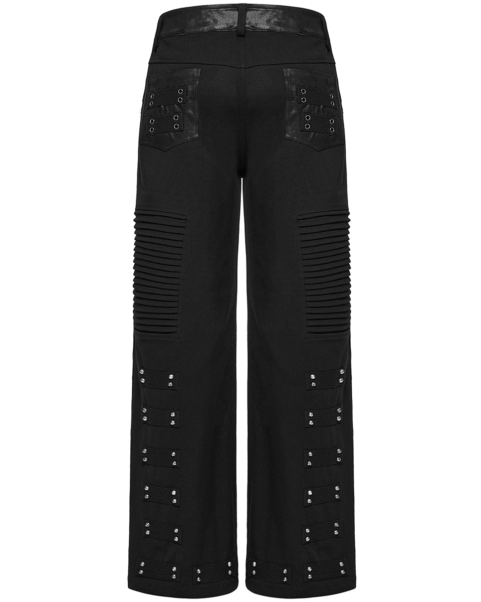 WK-713XCM-BKM Mens Apocalyptic Punk Studded Dark Street Pants