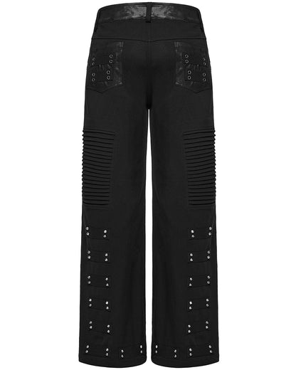 WK-713XCM-BKM Mens Apocalyptic Punk Studded Dark Street Pants
