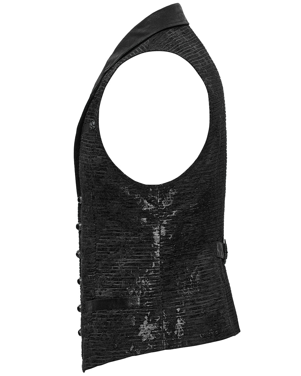 WY-1698MJM Mens Dark Gothic Jacquard Waistcoat Vest - Black