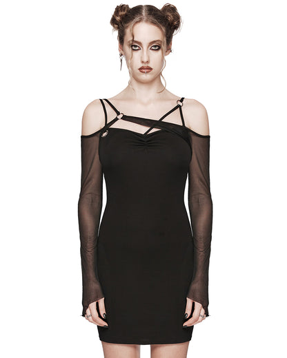 WQ-648LQF-BKF Daily Life Asymmetric Gothic Bodycon Dress