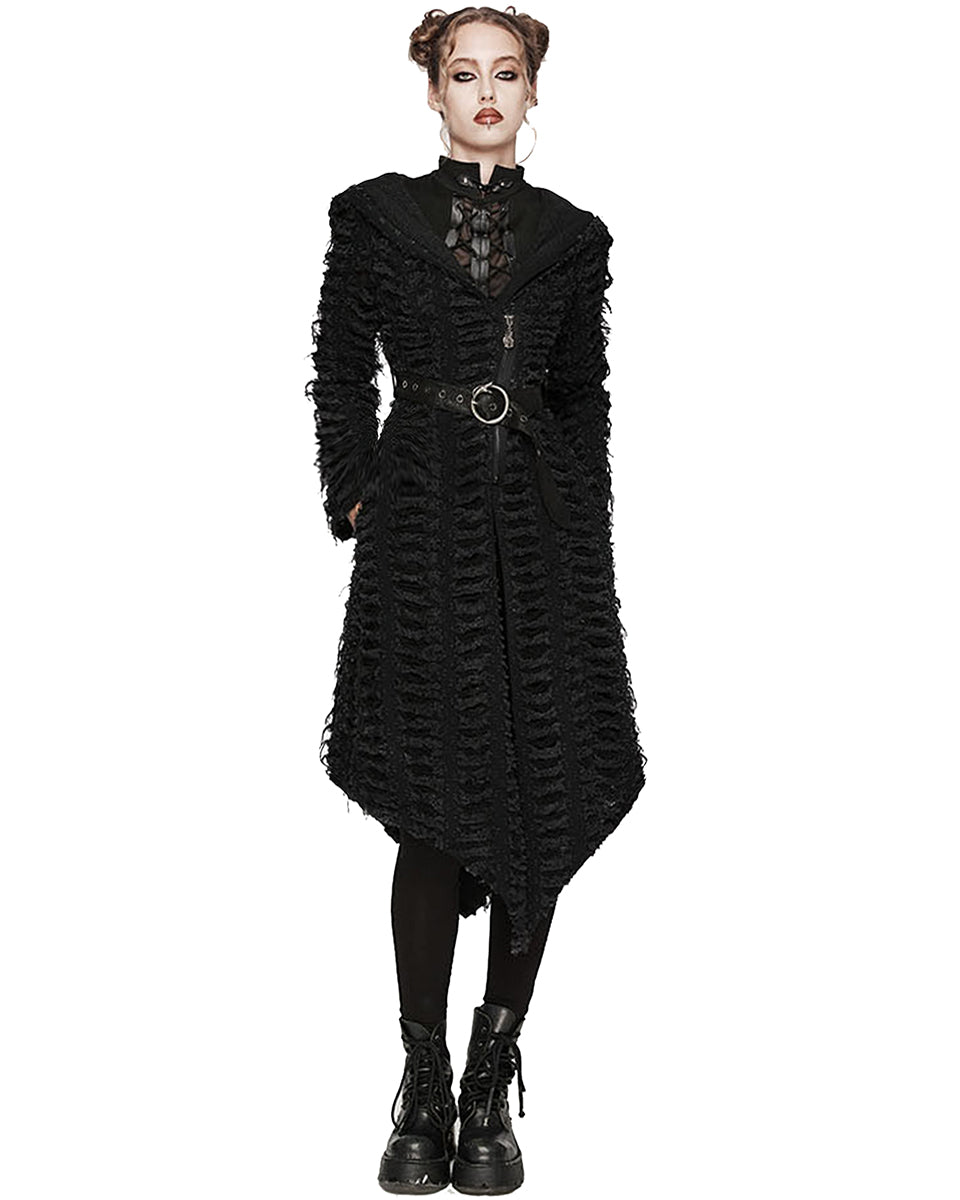 WY-1588XCF-BKF Daily Life Gothic Dystopian Decay Hooded Coat