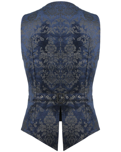 Y-452 Alcazar Mens Waistcoat Vest - Blue Damask