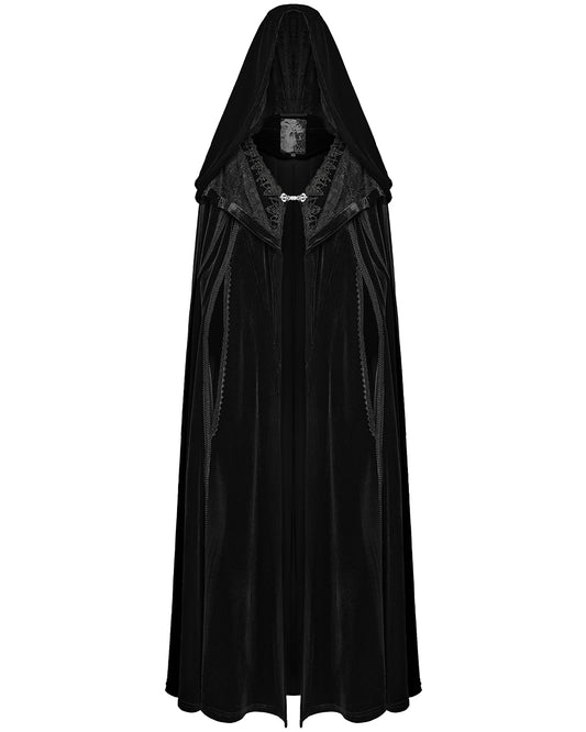 WY-1642DPF Womens Long Gothic Velvet & Lace Hooded Cloak