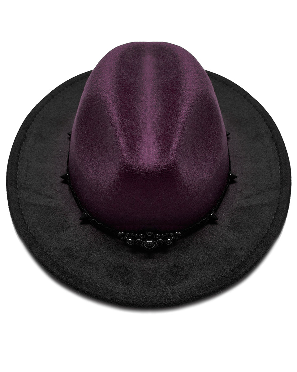 PR-DS-570MZF-BKRDF Womens Gothic Gradient Fedora Hat - Red & Black