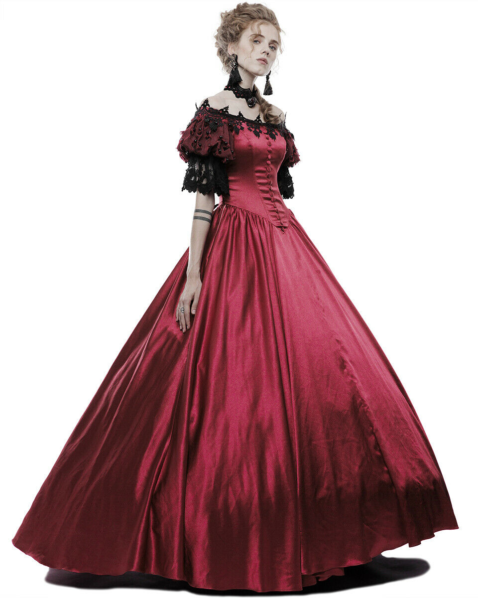 Q 352 Womens Regency Gothic Wedding Dress Red Punk Rave